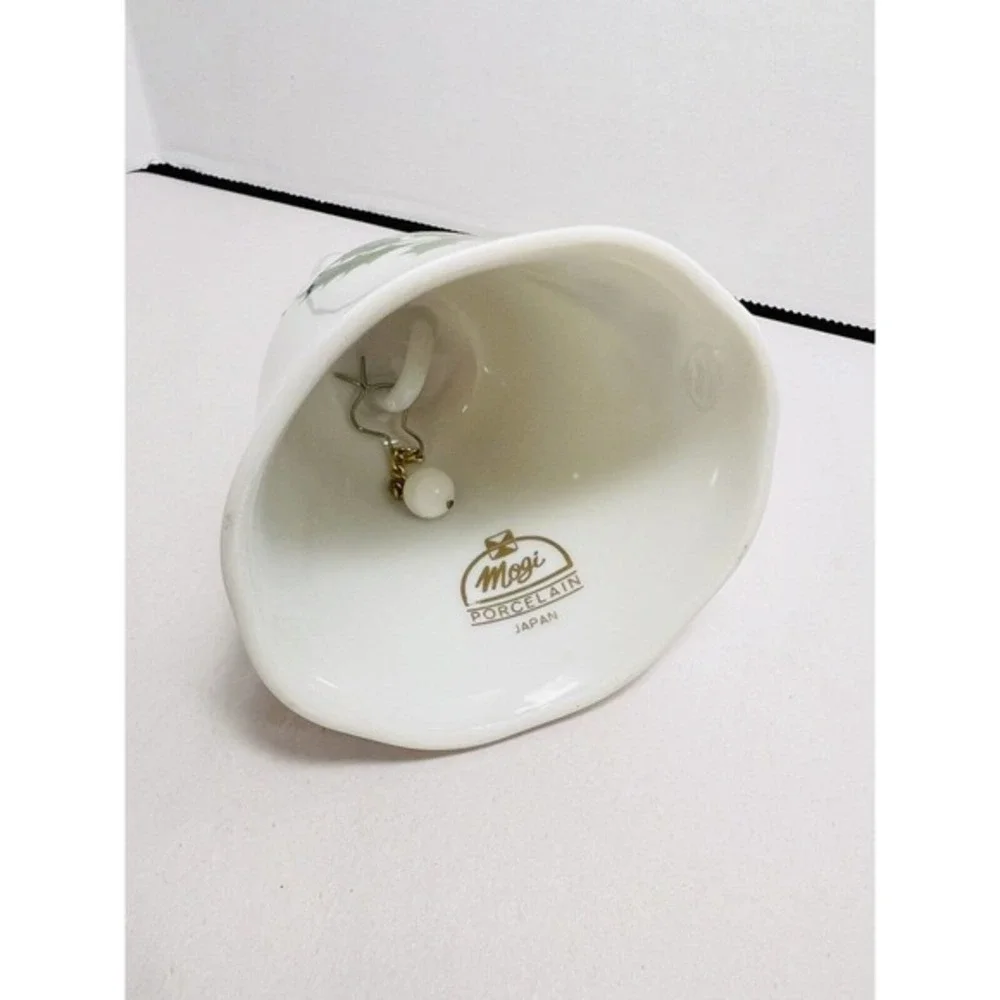 Mogi Japanese Porcelain Christmas Holly Bell And Bud Vase
